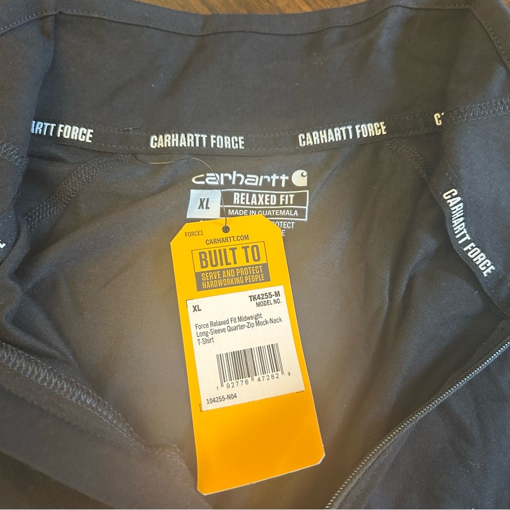 Force Relaxed Fit Long Sleeve Quarter Zip Pocket T-Shirt Black XL New - Picture 2 of 7